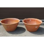 Two large terracotta Dough / Dairy Bowls, largest 51cm diameter x 25cm high