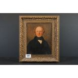 19th century Oil Painting on Board, Half Length Portrait of a Gentleman, 23cm x 18cm, gilt framed