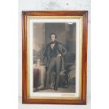 19th Century large rosewood framed engraving portrait of a distinguished gentleman , inscribed in