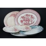 Four large 19th & 20th century serving platters to include 2 aesthetic movement examples (a F&R