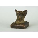 Bronze seal with cobra snake finial, 4cm tall