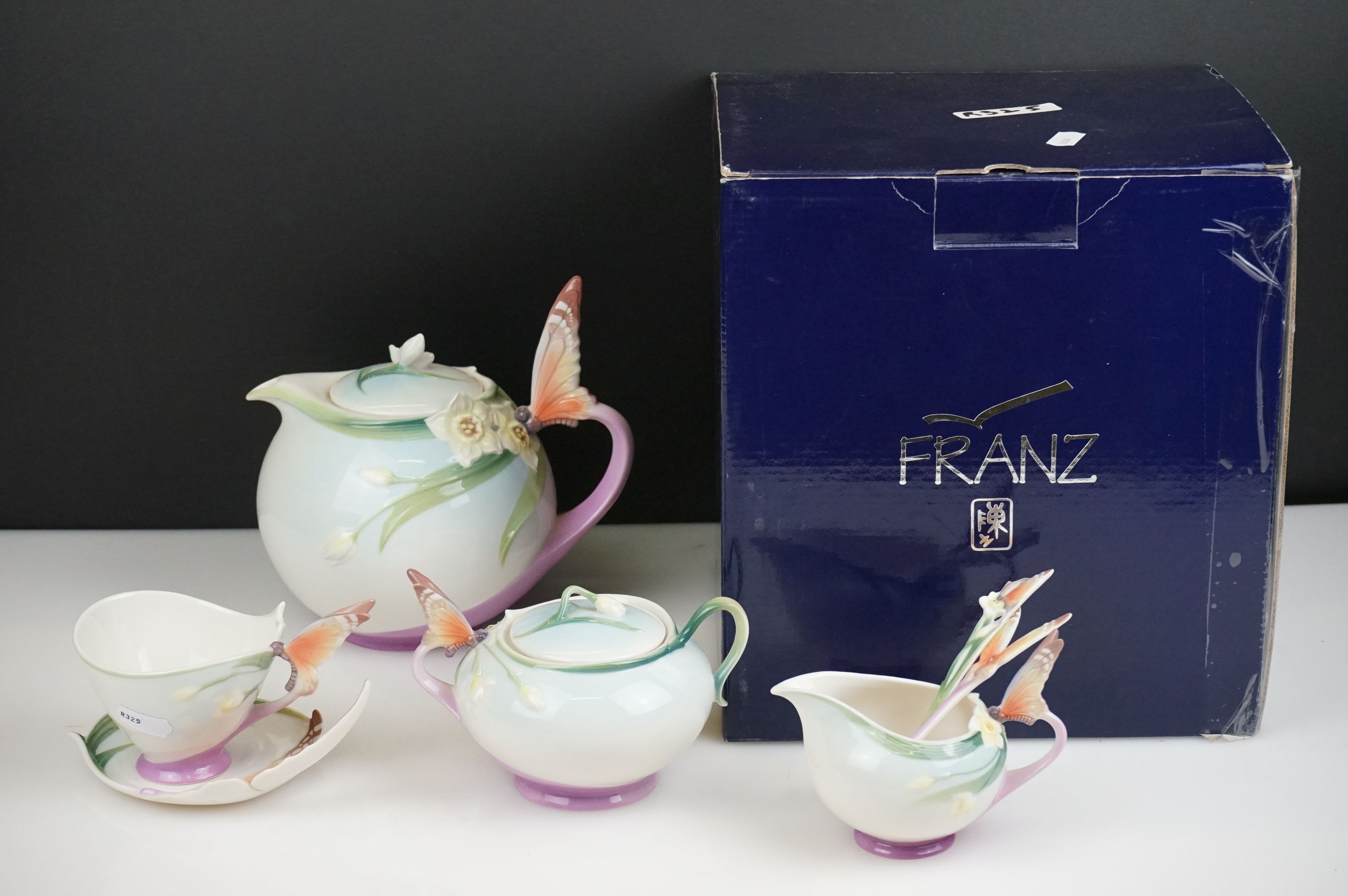 Franz Porcelain ' Papillon Butterfly ' Tea Ware including Boxed Teapot, Sugar Bowl, Milk Jug, Cup,