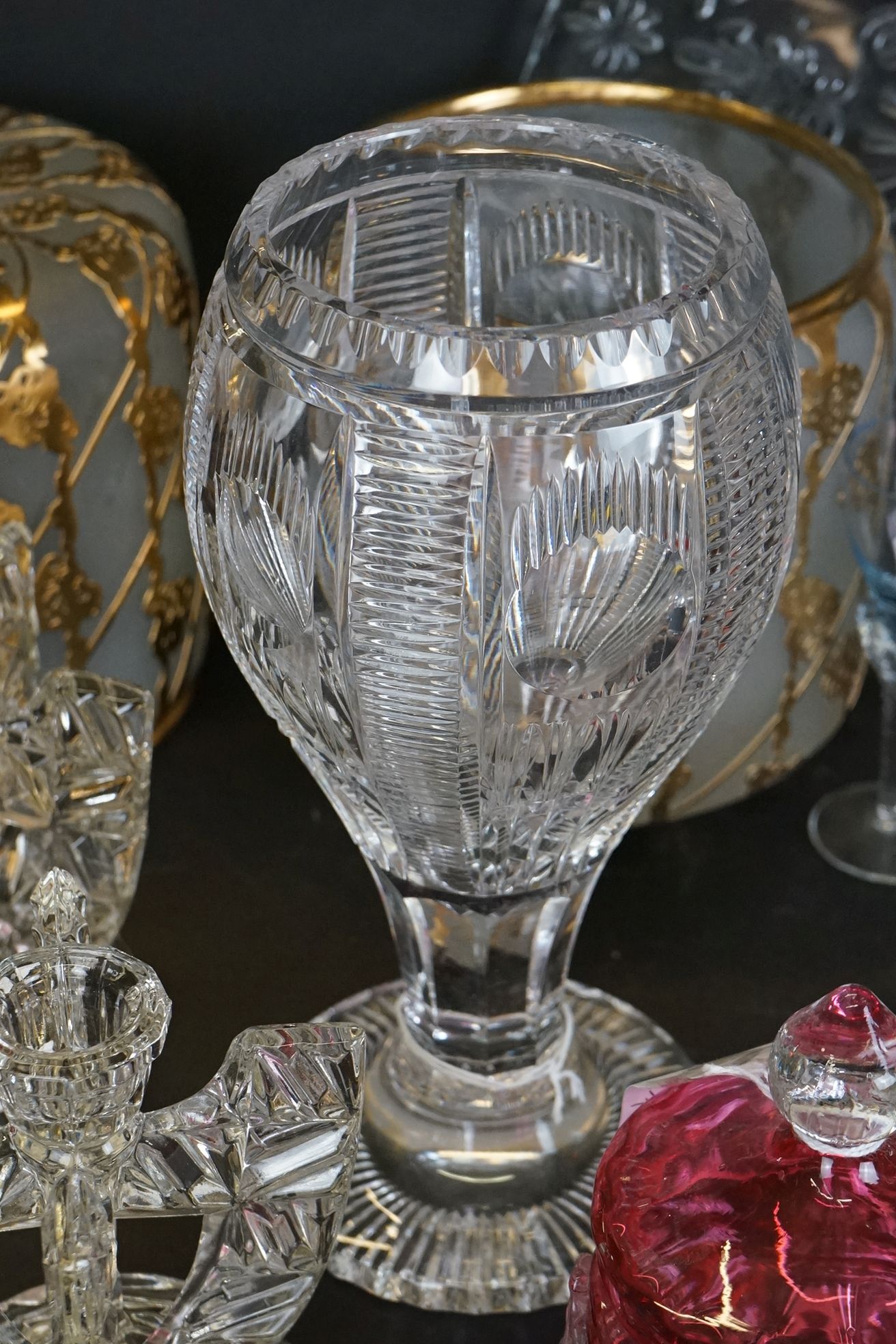 Collection of Glassware, mainly 20th century including Cut Glass Vase 27cm high, Cranberry Glass, - Image 3 of 7