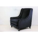 Kelly Hoppen, London ' The Emma Chair ' Accent Armchair upholstered in black velvet with metal