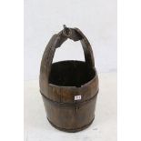 Iron Bound Wooden Well Bucket, 67cm high