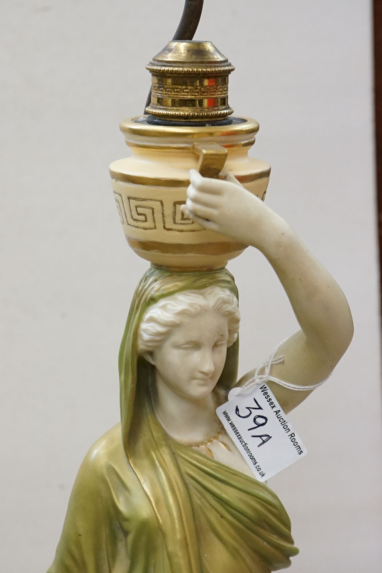 Pair of Royal Worcester ' Cricklite ' stem Figural Table Lamps in the form of Water Carriers - Image 4 of 5