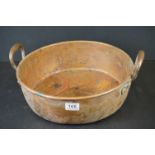 Heavy Copper Twin Handled Pan, 42cm diameter