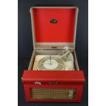 1950's / 1960's Red Dansette Monarch Portable Record player.