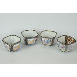 A set of four Chinese enamel saki cups with traditional figural decoration.