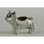 Silver dog pin cushion