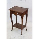 French Rosewood Quarter Veneered Two Tier Hall Table with drawer to one end and leather inset