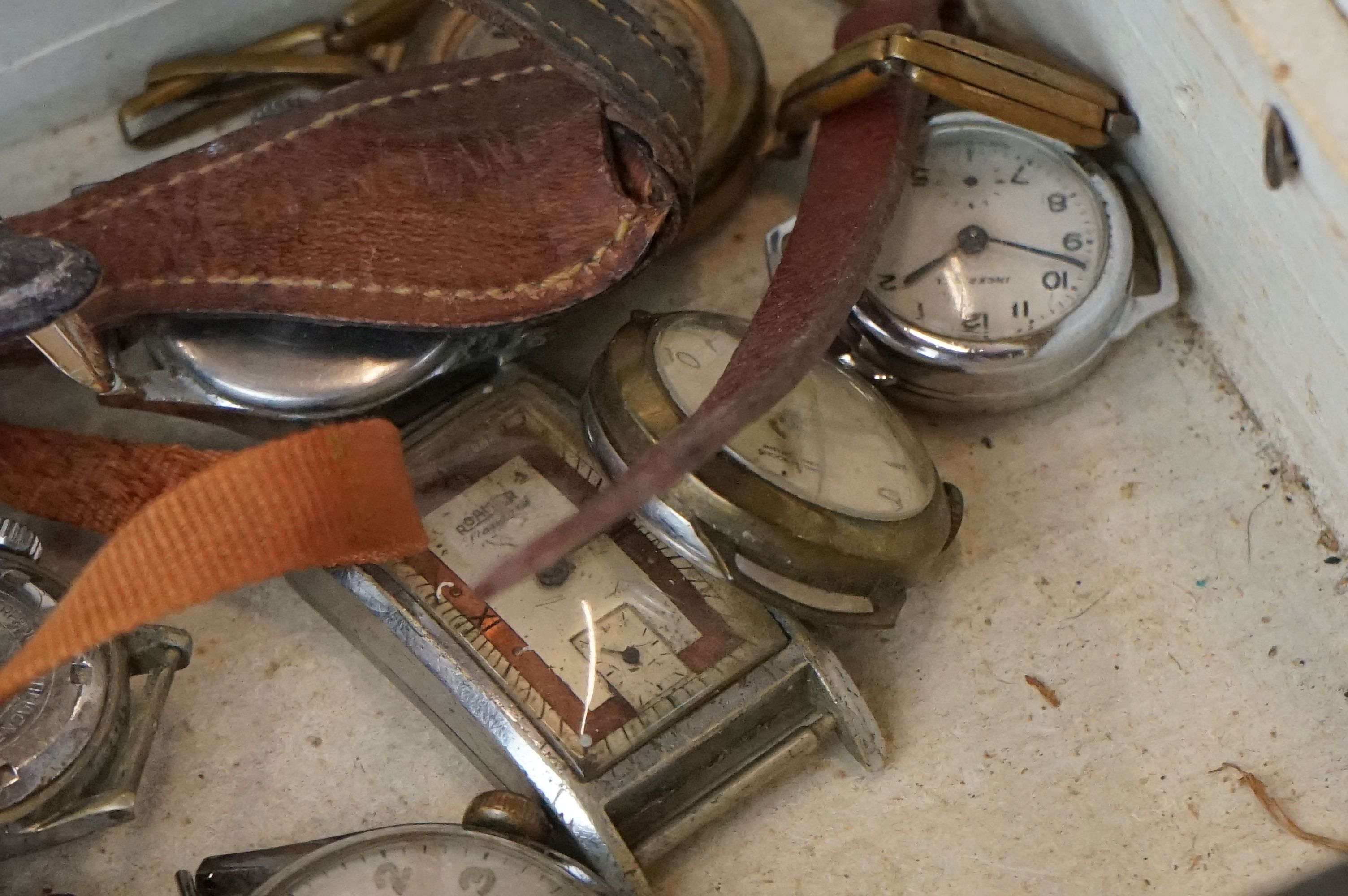 A small collection of vintage wristwatches to include Timex and Roamer examples contained within a - Image 6 of 9