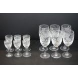 Royal Brierley glassware to include 6 wine glasses and a set of 6 ' Honeysuckle ' pattern sherry