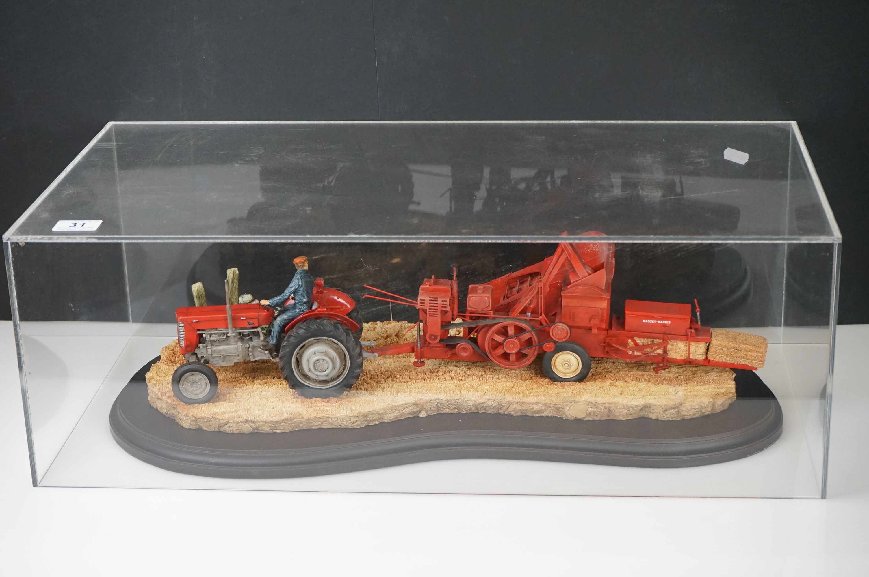 Country Artists Model of a Hay Baling titled ' Safely gathered in ' by Keith Sherwin on a wooden - Image 4 of 4