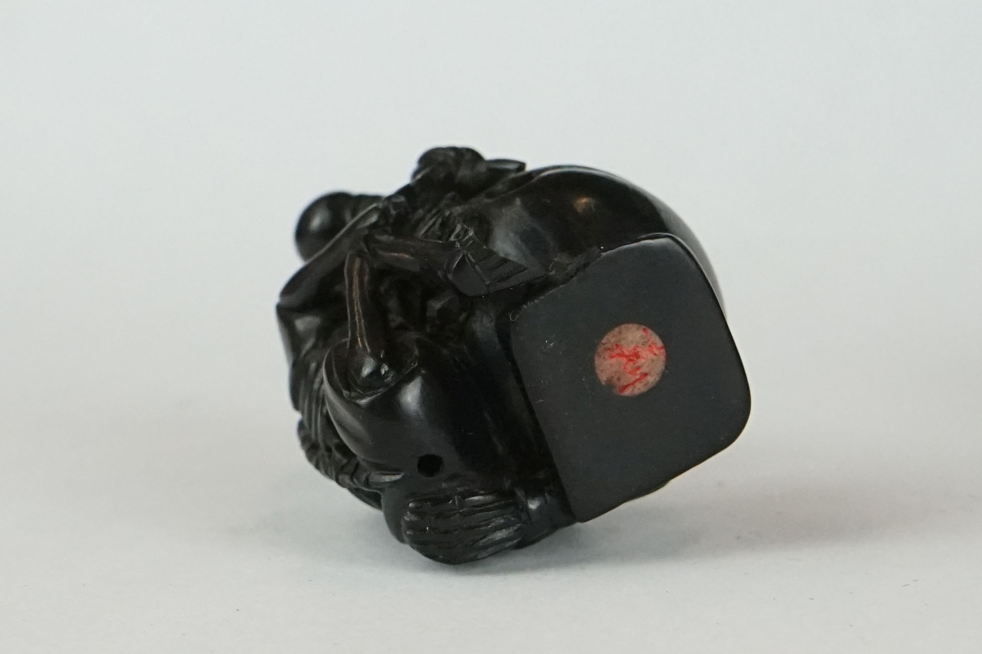 A collection of four Chinese carved wooden netsuke of figural form to include a Mermaid and a - Image 17 of 17