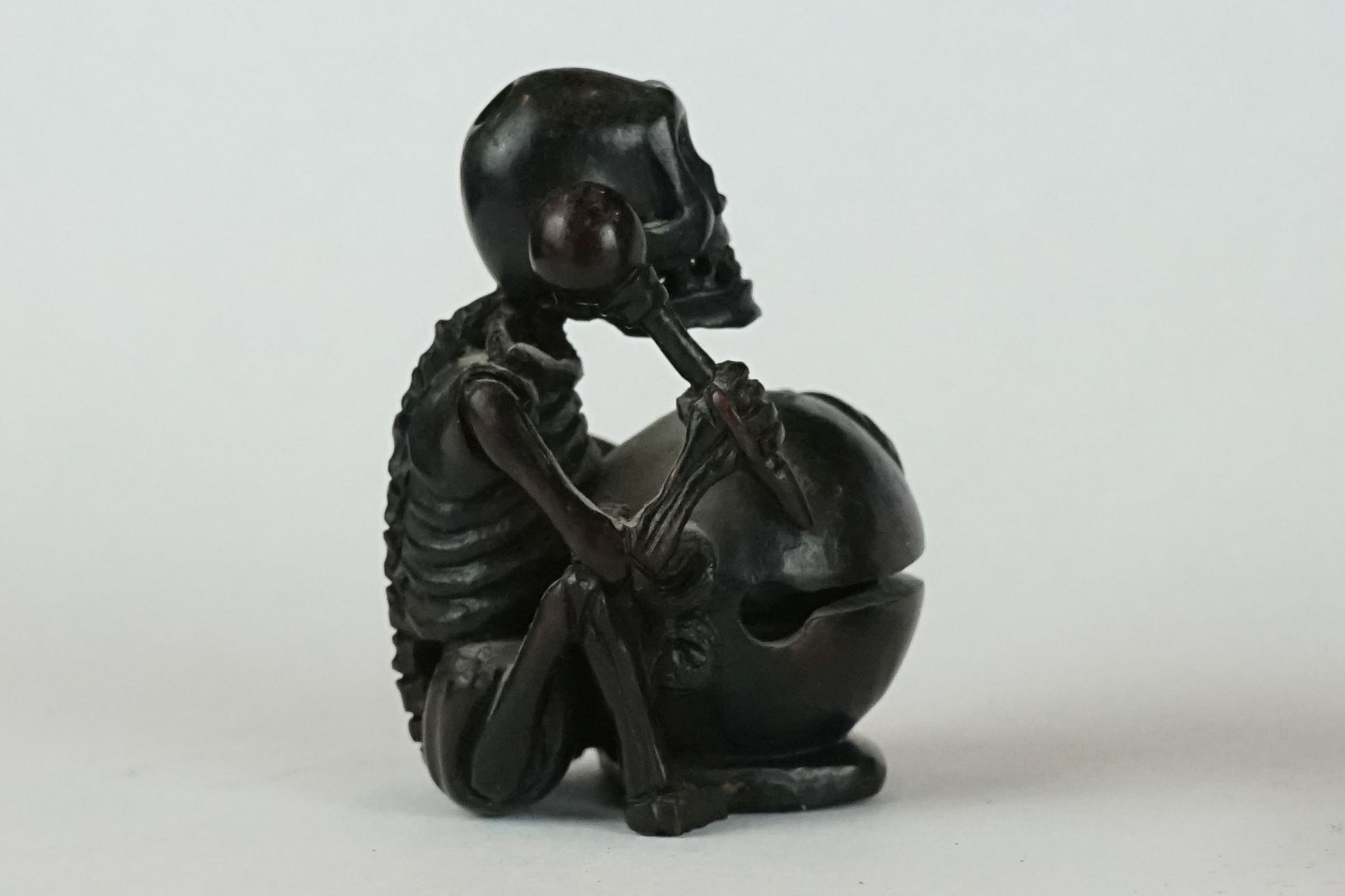 A collection of four Chinese carved wooden netsuke of figural form to include a Mermaid and a - Image 14 of 17