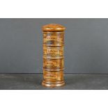 Georgian style fruitwood four section spice tower