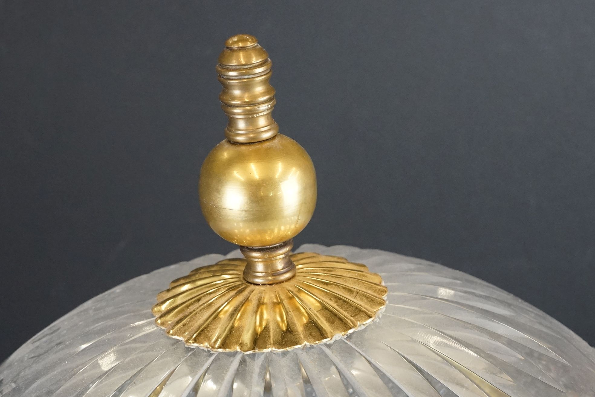 Cut Glass Mushroom Table Lamp and Shade with brass mounts, 56cm high - Image 2 of 5