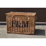 Fortnum & Mason Wicker Hamper Basket with leather buckle fastenings, 58cm wide x 40cm high