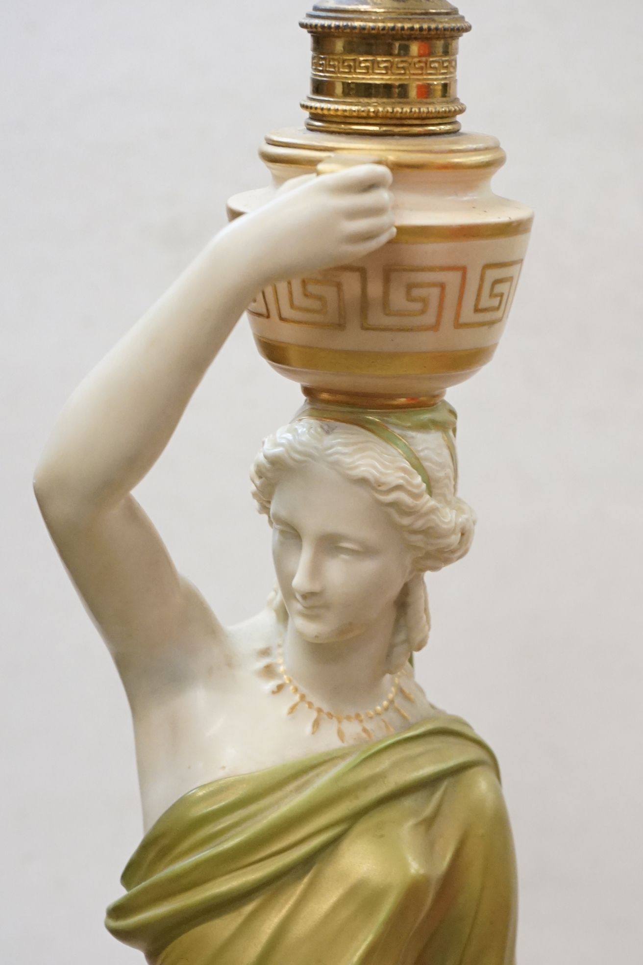 Pair of Royal Worcester ' Cricklite ' stem Figural Table Lamps in the form of Water Carriers - Image 2 of 5