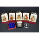 Collection of Eight Paperweights including Boxed Eric Monk Paperweight with a Silver Hallmarked