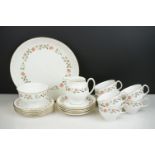 Wedgwood ' India Rose ' Tea Ware including Six Tea Cups, Six Saucers, Six Tea Plates, Sandwich
