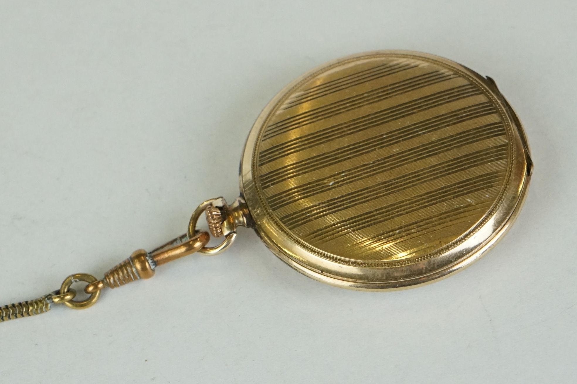 Rolled gold open faced Citadel pocket watch with gilt Albert chain - Image 3 of 5