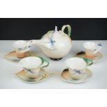 Franz Porcelain ' Dragonfly collection ' Tea ware including Tea Pot and Two Pairs of Cups and