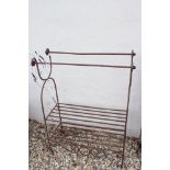 Antique wrought iron plant stand, 80cm long by 108cm tall