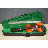 Cased ' Antoni Debut ' Violin and Bow with chin rest