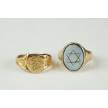 Two gents gold signet rings to include an 18ct gold example.