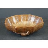 Robert Mouseman Thompson, Oak Adzed Oak Octagonal Bowl with carved mouse signature, 25cm diameter