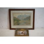 Mary Asburner (Newlyn Artist ) Watercolour titled 'Langdale Tarn and Pikes', 45cm x 32cm, framed and