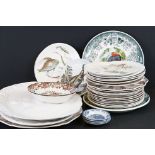 Johnson Bros turkey and fish related ceramics to include ' His Majesty ' turkey pattern (7 dinner