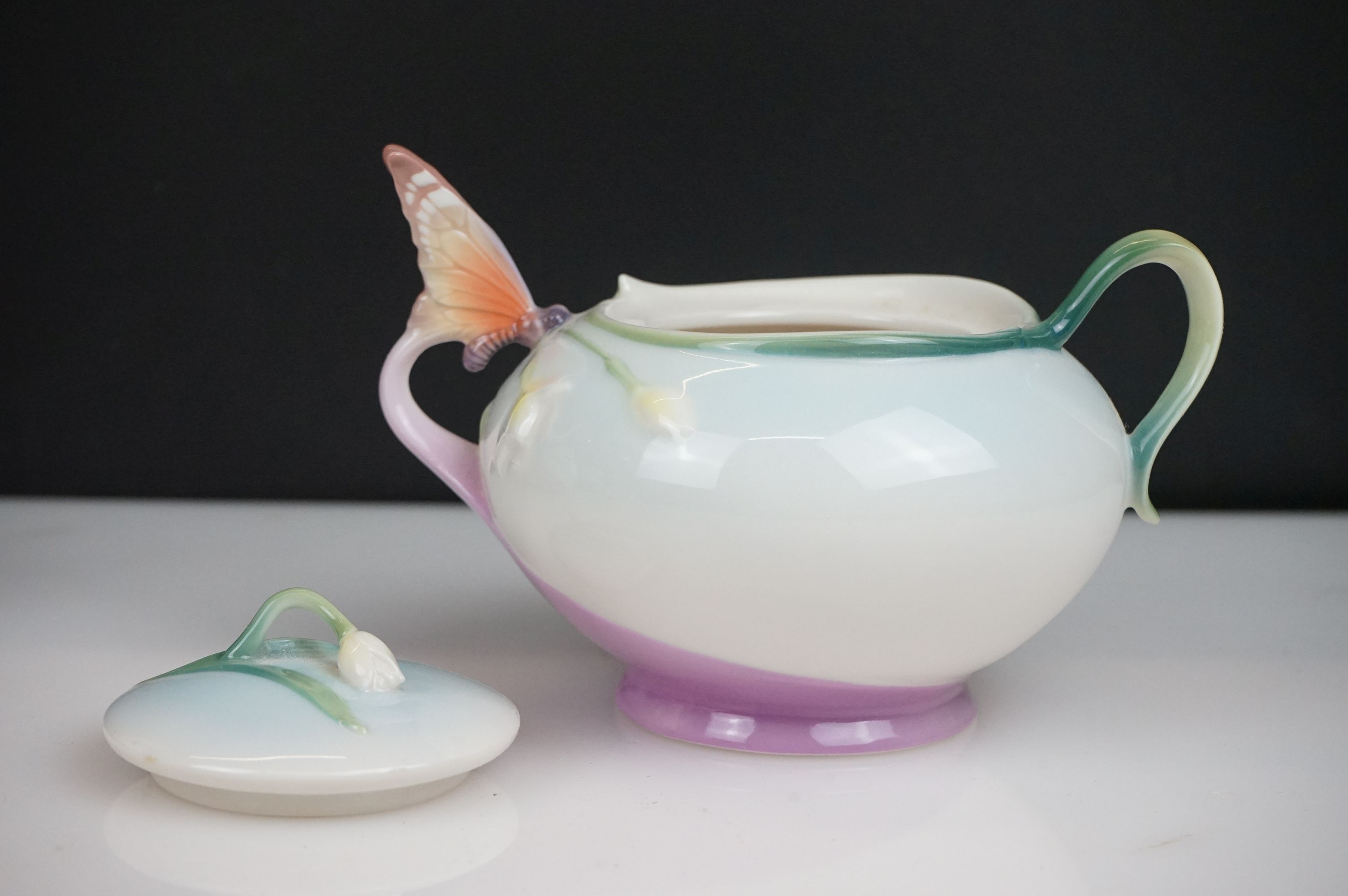 Franz Porcelain ' Papillon Butterfly ' Tea Ware including Boxed Teapot, Sugar Bowl, Milk Jug, Cup, - Image 3 of 7