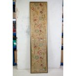 19th century Woolwork Embroidery Panel depicting Exotic Birds in Foliage, 176cm x 38cm