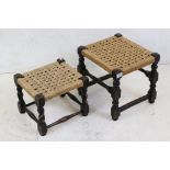 Two oak stools with good grass tops