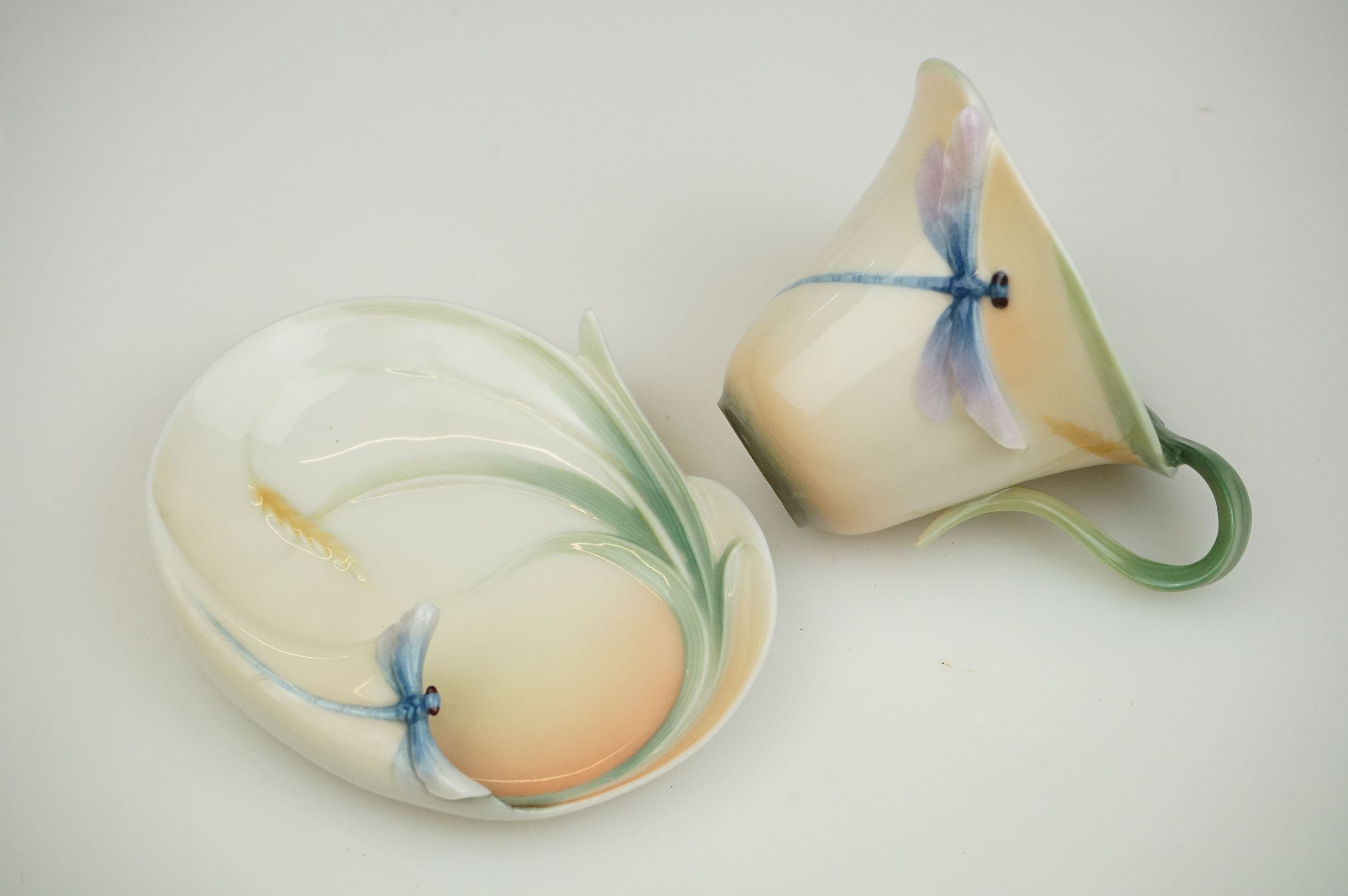 Franz Porcelain ' Dragonfly collection ' Tea ware including Tea Pot and Two Pairs of Cups and - Image 8 of 8