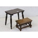 19th Century mahogany foot stool and one other