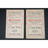 1938/39 Swindon Town - Two home programmes to include v Queens Park Rangers 8th Oct 1938 (wear to