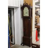 Early 19th century Mahogany 8 day Longcase Clock, the white arched face with Roman numerals and