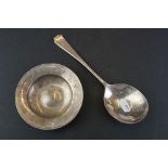 A fully hallmarked sterling silver pin dish together with a hallmarked silver spoon.