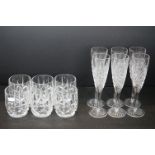 Stuart Crystal cut glassware to include a set of 6 champagne flutes together with 6 Stuart Crystal