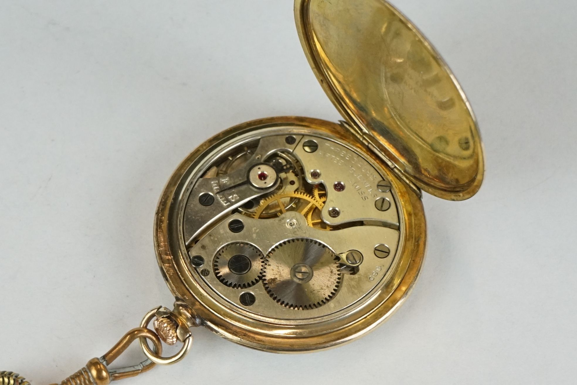 Rolled gold open faced Citadel pocket watch with gilt Albert chain - Image 4 of 5