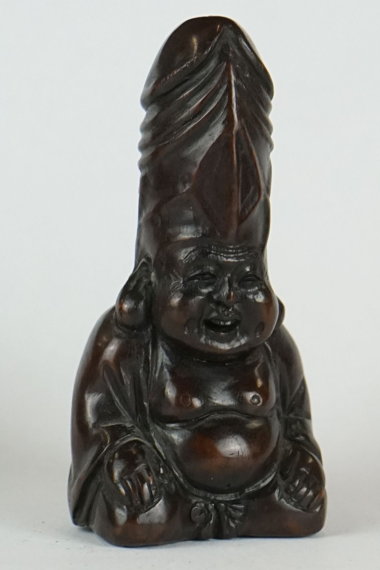 A collection of four Chinese carved wooden netsuke of figural form to include a Mermaid and a - Image 5 of 17