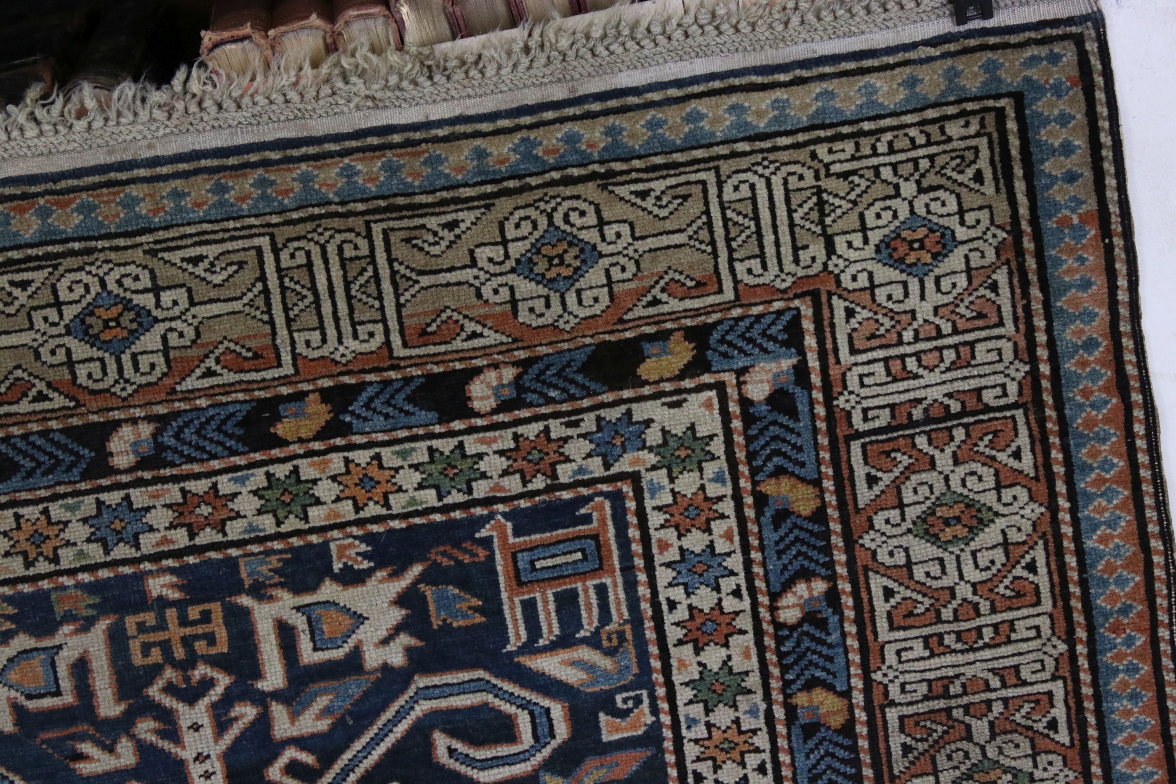 Eastern Blue Ground Wool Rug decorated with geometric patterns within a border, approx. 169cm x - Image 3 of 3