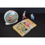 A small group of Noddy collectables to include a Smiths alarm clock with moving head, two ceramic