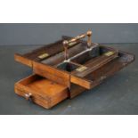 19th century Rosewood Writing Box with carrying handle, double hinged lid and drawer below, 22cm