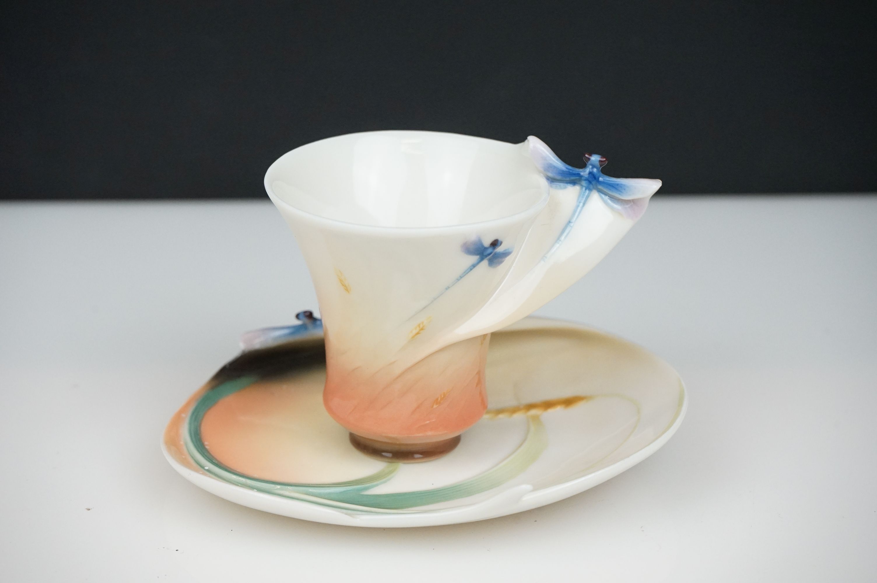 Franz Porcelain ' Dragonfly collection ' Tea ware including Tea Pot and Two Pairs of Cups and - Image 4 of 8