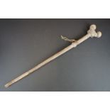 Polynesian Wooden Staff with two ball type nodes to handle, possibly Fijian, 64cm long